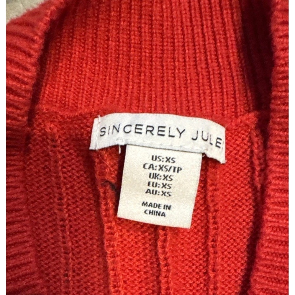Sincerely Jules Womens Red Cable Knit Ladies Sleeveless V Sweater Sz XS X-Small - Picture 2 of 3